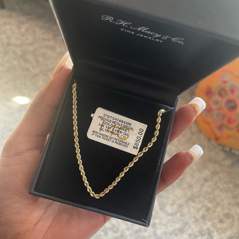 14k Gold plated, rope necklace